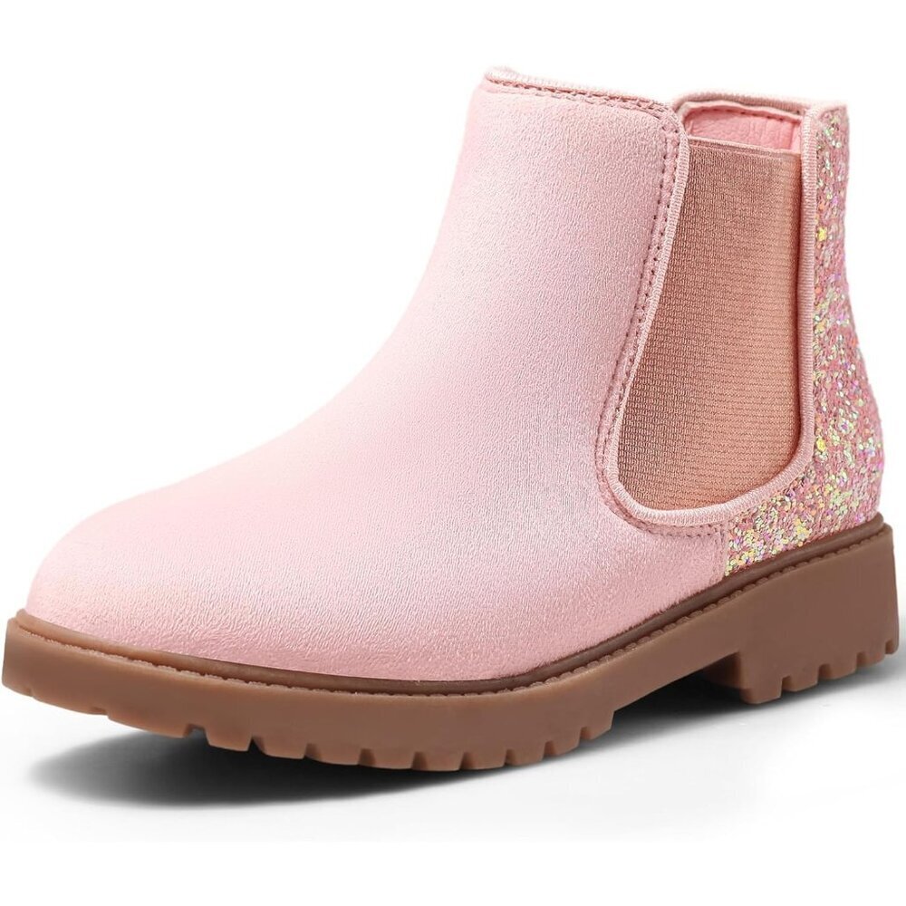 Kids Pink Ankle Snow Winter Chelsea Boot Slip On Synthetic Lightweight Booties
